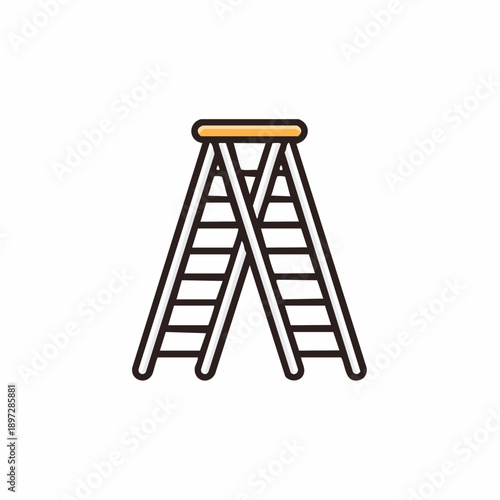 脚立と作業台のシンプルなアウトラインベクターアイコン