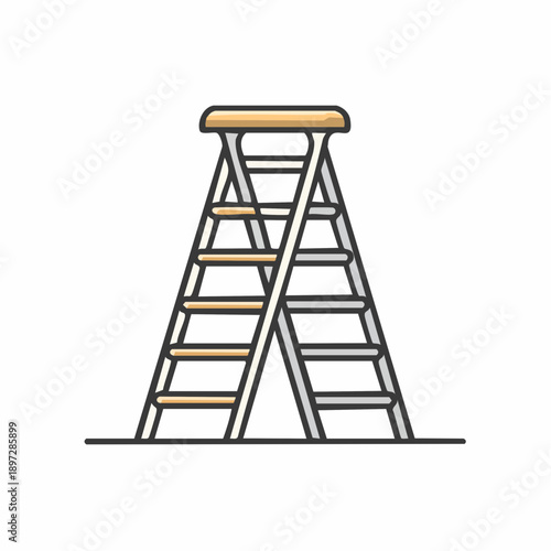 脚立と作業台のシンプルなアウトラインベクターアイコン