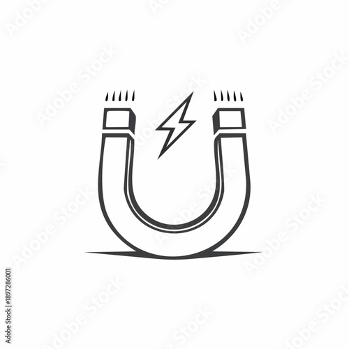 磁石と磁力を表すU字マグネットのベクターアイコン
