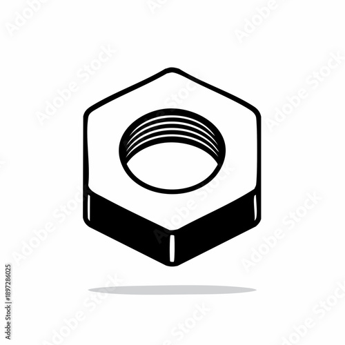 六角ナットと締結部品の工業系ベクターアイコン