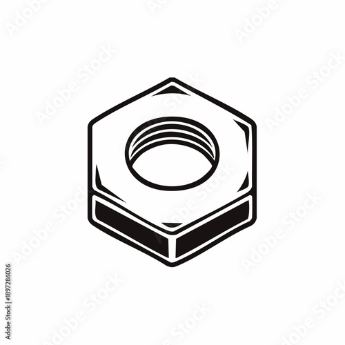 六角ナットと締結部品の工業系ベクターアイコン