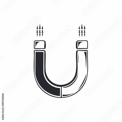 磁石と磁力を表すU字マグネットのベクターアイコン