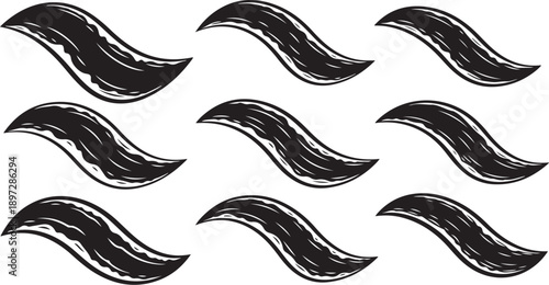 Black and white wavy lines abstract pattern design element