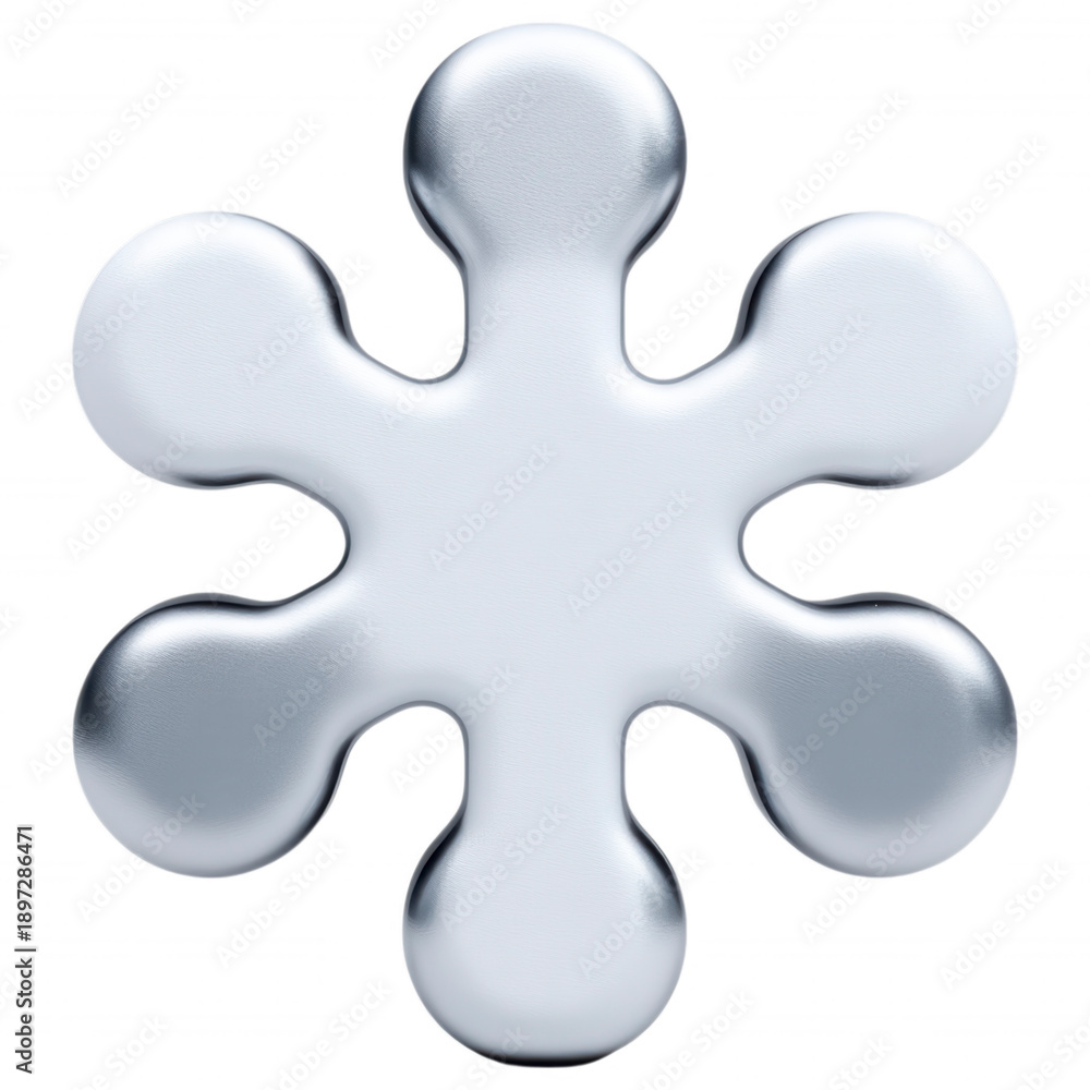 Obraz premium A 3D metallic snowflake with a smooth and seamless design.