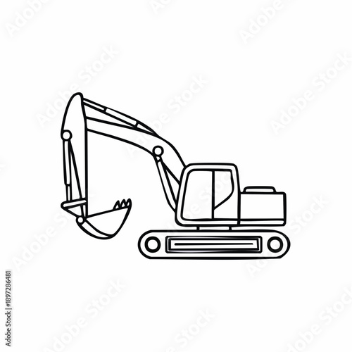 油圧ショベル重機の建設工事ベクターアイコン