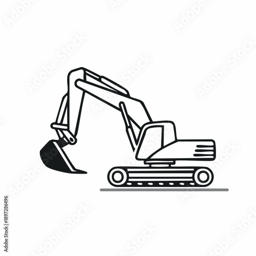 油圧ショベル重機の建設工事ベクターアイコン