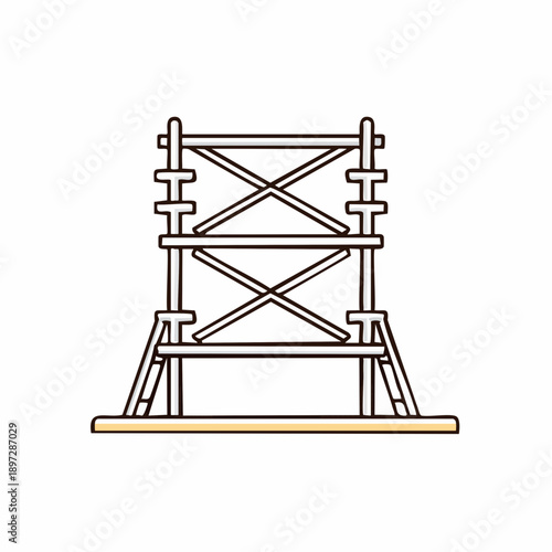 建設足場フレームの工事現場ラインベクターアイコン