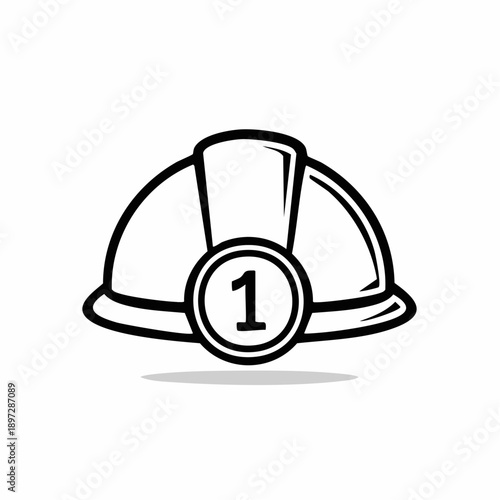 No.1バッジ付きヘルメットの安全第一と品質トップを表すベクターアイコン