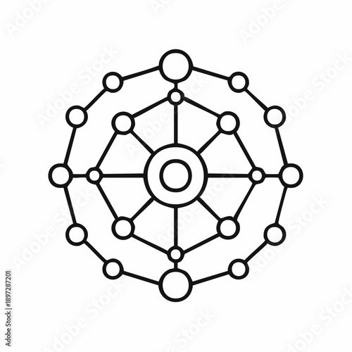 ノード接続ネットワークのデータ連携テクノロジーベクターアイコン