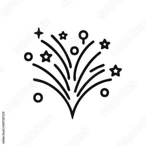 花火と星の祝福エフェクト成功イメージベクターアイコン