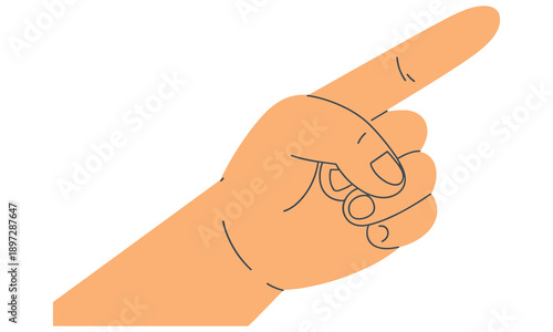Hand with index finger pointing upwards in a gesture of direction or indication in a simple flat design style on a white background