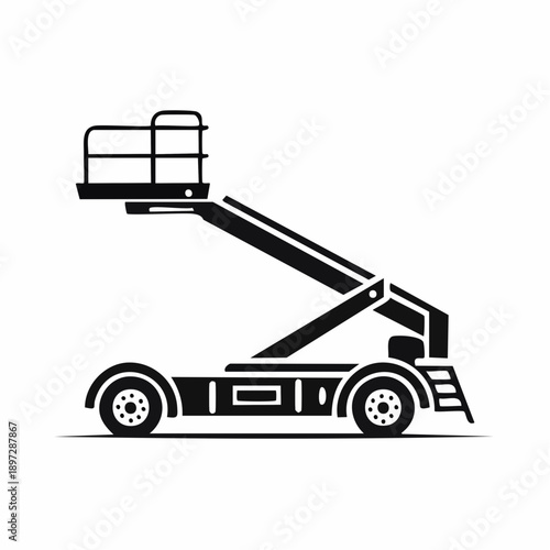 高所作業車バケット車の設備点検ラインベクターアイコン