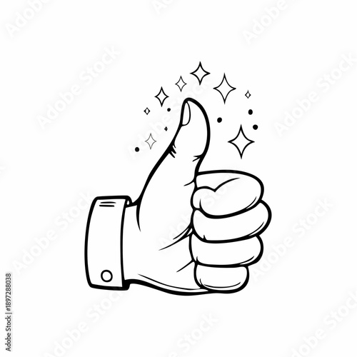 キラキラ付きグッドサインの承認OKポジティブベクターアイコン