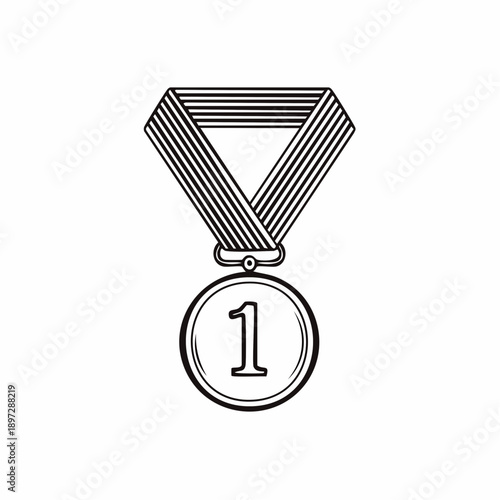 No.1メダルの勝利と受賞を象徴するシンプルベクターアイコン