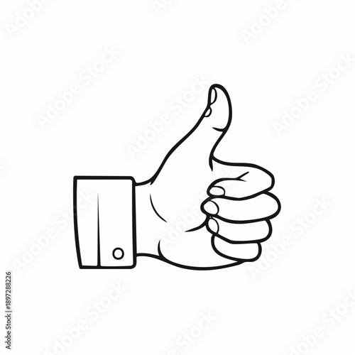 親指を立てたグッドサインのOK評価ラインベクターアイコン