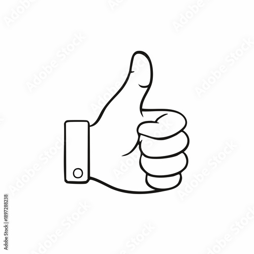 親指を立てたグッドサインのOK評価ラインベクターアイコン