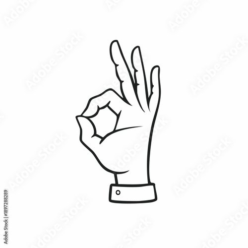 OKハンドサインの承認と品質保証ラインベクターアイコン