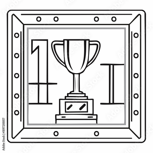 金庫内のトロフィーで信頼と受賞実績を表すベクターアイコン