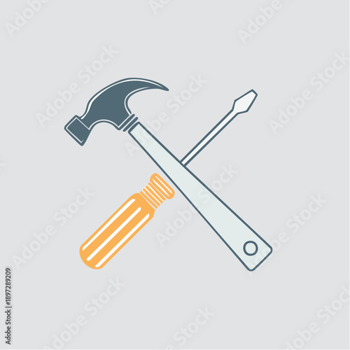 ハンマーとレンチのクロスアイコン（修理・メンテナンス）