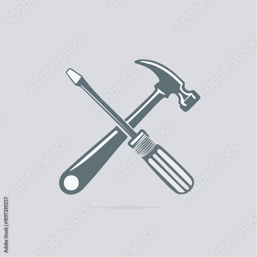 ハンマーとレンチのクロスアイコン（修理・メンテナンス）