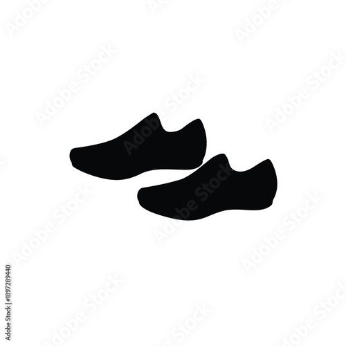 Water shoes silhouette icon on white background, aquatic footwear