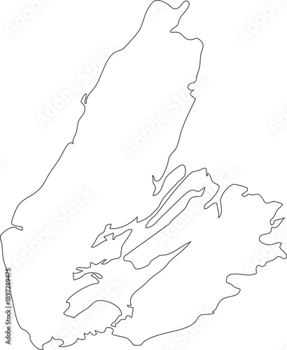 Quadro em tela Cape Breton Island Canada Map Stroke Outline Isolated Vector