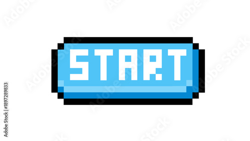 Vibrant Pixel Art Start Button with Retro Video Game Aesthetics, a Digital Interface Element for Gaming and Software Applications