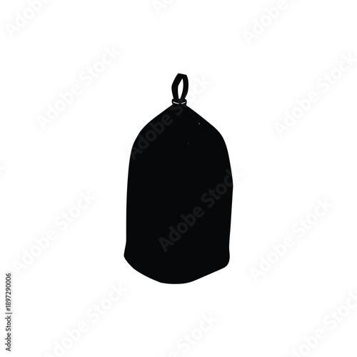 Dry bag silhouette icon on white background, waterproof travel gear