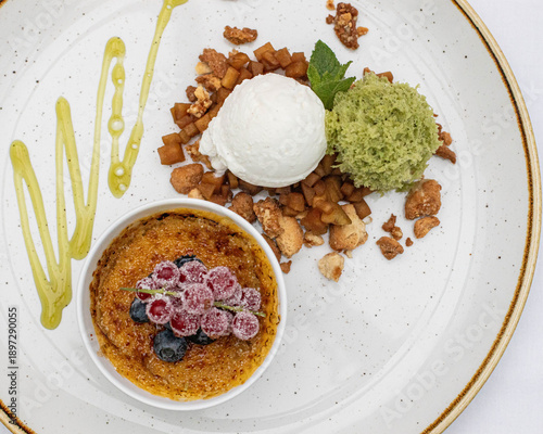 Süßes Dessert im Restaurant, Nahaufnahme