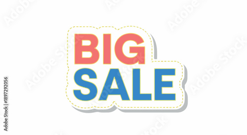 Bold graphic design announces a significant sale event with prominent text and vibrant colors on a clean white background, perfect for promotional materials