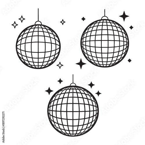 disco ball icons set vector