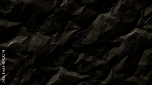 Crumpled paper texture in dark shades covered in shadows