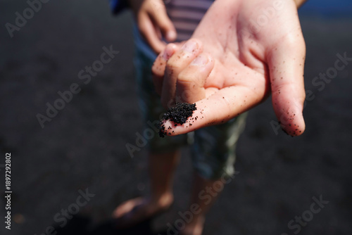 ハワイ島　ブラックサンドビーチの砂