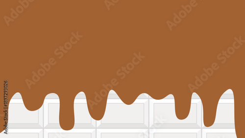 ホワイトの板チョコの上に茶色のチョコが溶けている背景イラスト