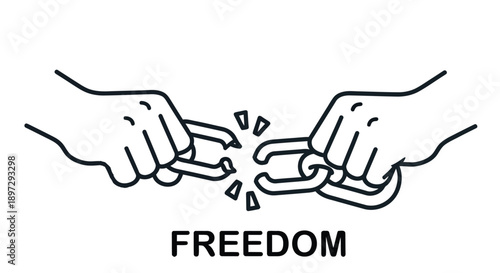 Two hands breaking apart a chain symbolizing freedom and liberation