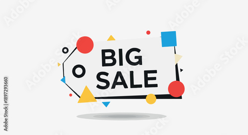 Big Sale Announcement Geometric Design with Colorful Shapes for Promotional Marketing and Offers