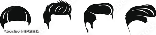 Set of Male Haircut Silhouettes and Men’s Hairstyle Vector Icons for Barbershop Branding Modern Grooming Trends Professional Hair Care and Fashionable Salon Logo Design Elements