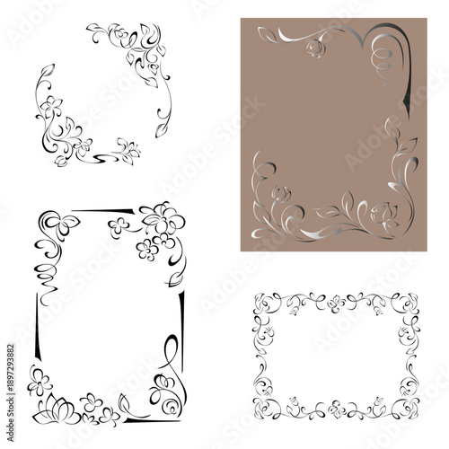 Decorative rectangular frame with an ornate floral pattern; graphic design; SET