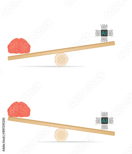 Balancing thinking or Ai concept. vector