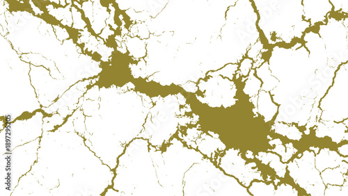 Marble design with golden cracks and white background