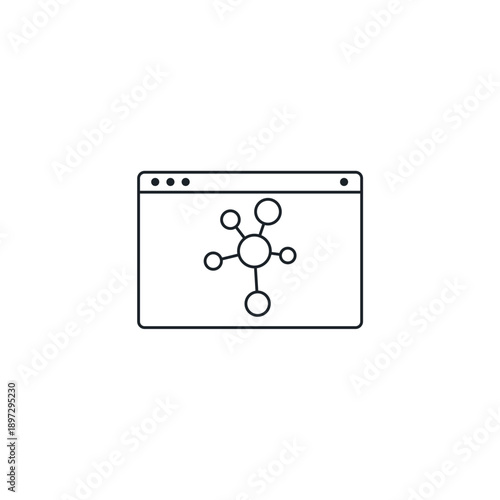 Molecular simulation vector icon. Chemical molecules bonding on digital screen interface. Scientific modeling, chemistry software, and biotechnology research illustration.