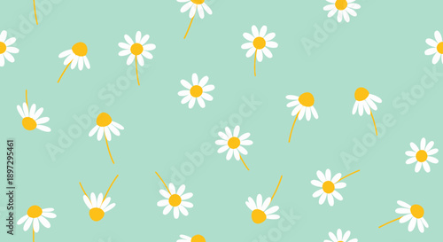 A serene floral pattern featuring a delicate flower arrangement with daisies in a soft pastel environment viewed from above