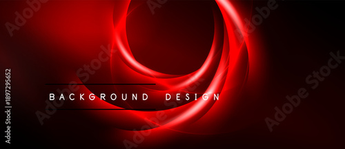 Red abstract swirls create dynamic background. Text reads background design. Dark shades dominate composition, offering sleek visual impact.