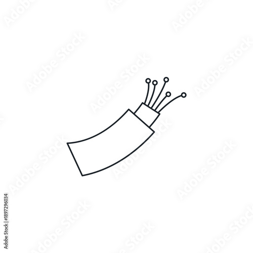 Fiber optic cable vector icon. Cross section of glowing optical wire. High speed internet, telecommunication, and broadband network technology illustration.