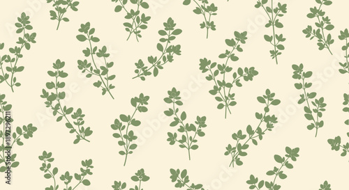 Delicate flower illustration pattern with lush green foliage on a seamless texture, viewed from directly above, whisk_65kl9c_via_RJ_Whisk_Auto.eps