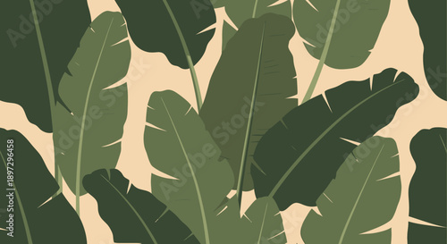 A serene arrangement of flower illustrations, showcasing various green leaves and foliage from a top-down viewpoint.