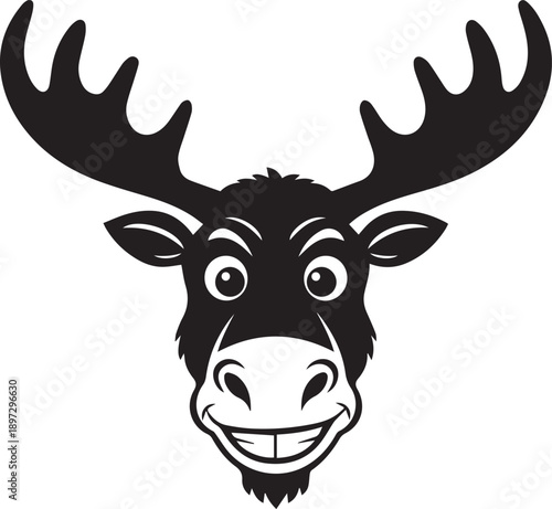 Happy Moose Mascot: A cheerful moose mascot with large antlers, exuding friendliness and positive energy, is sure to bring a smile to anyone's face.