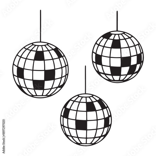 disco ball icons set vector