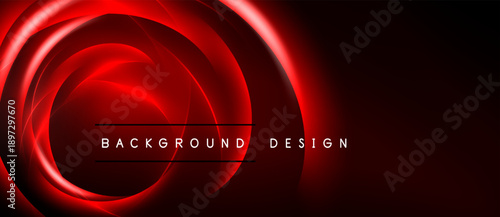 Dynamic red swirls over black backdrop. Modern design features glowing layers, creating dramatic visual impact. Text reads background design.
