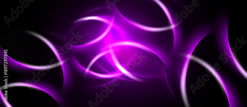 Abstract purple lines swirl against dark background. Soft glow creates dynamic, flowing shapes. Modern digital art piece.